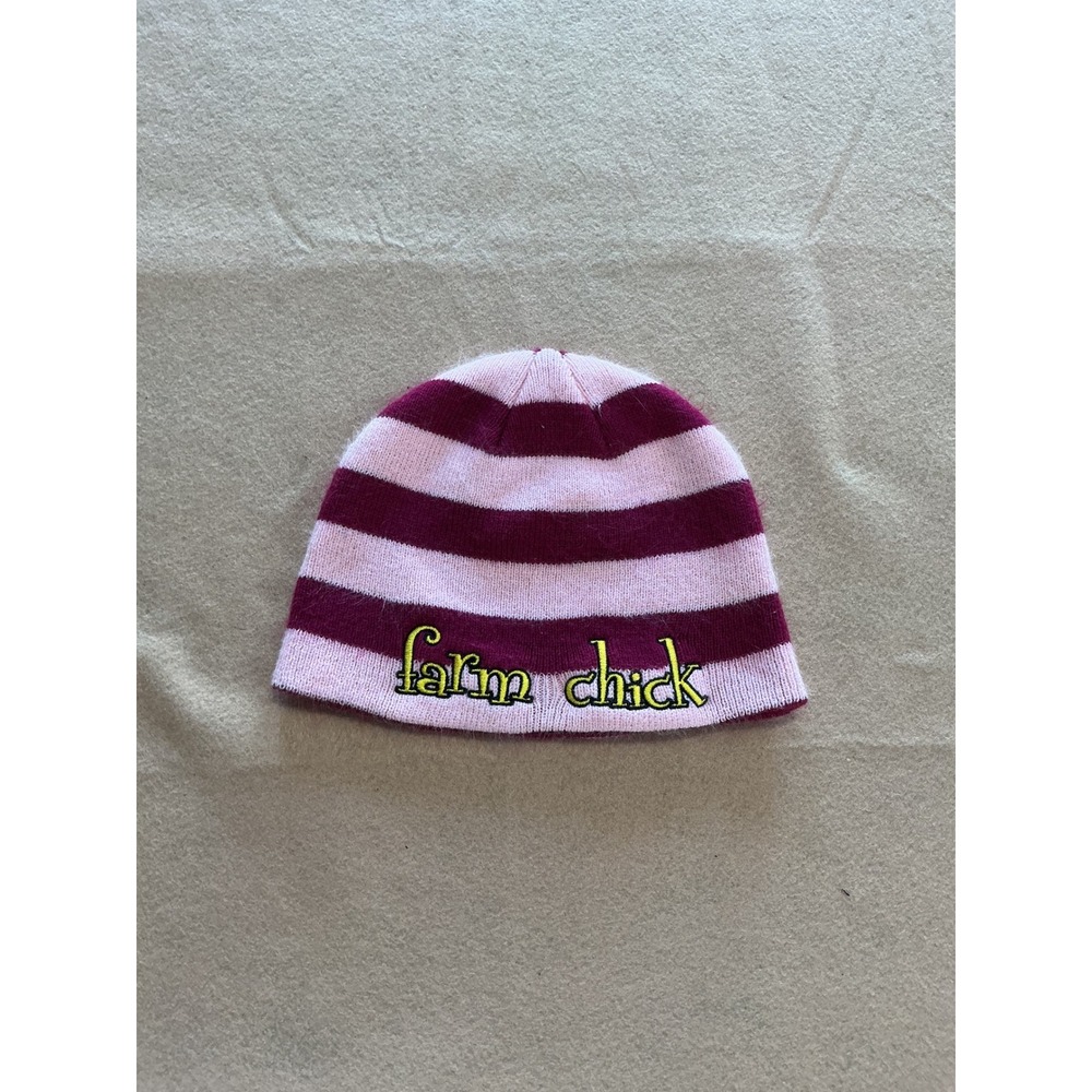 John Deere Beanie Hat Toddler OS Pink Striped Excellent Farm Chick